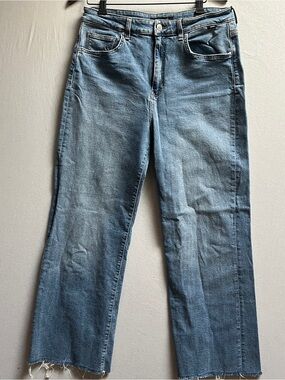 Mavi Victoria High Rise Wide Leg Raw Hem Cotton Jeans Size 33